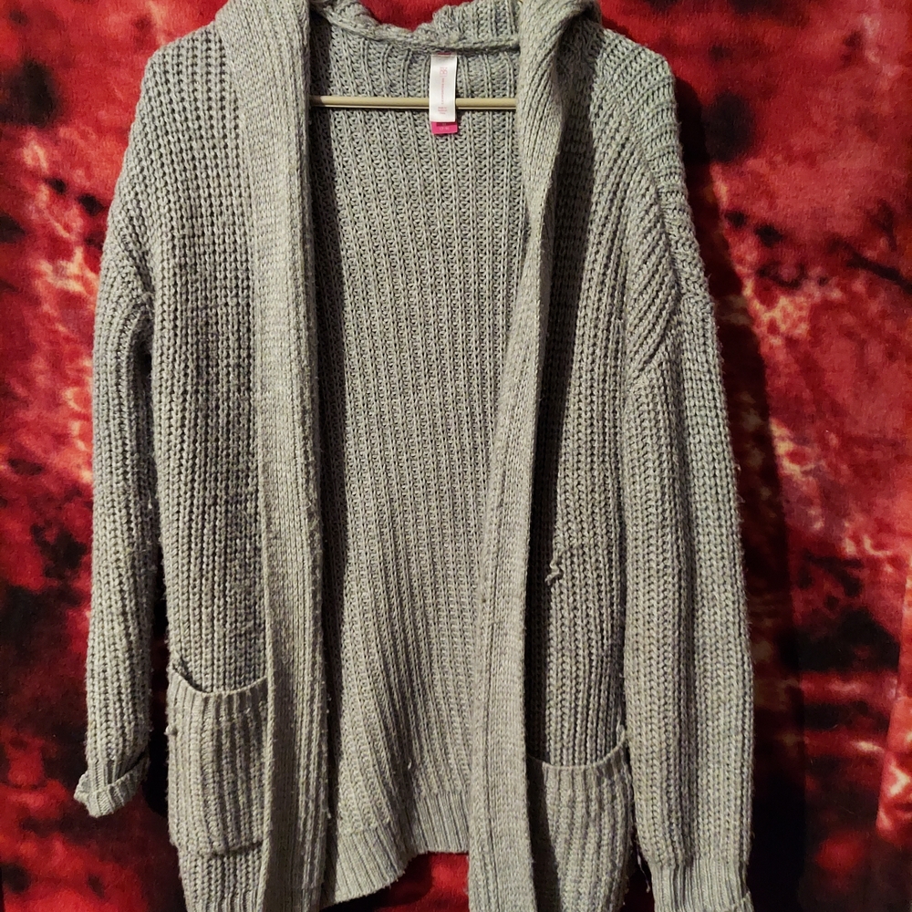 No Boundaries Gray Hooded Cardigan